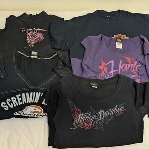 Harley-Davidson Women's Black and Purple Short Sleeve Tees